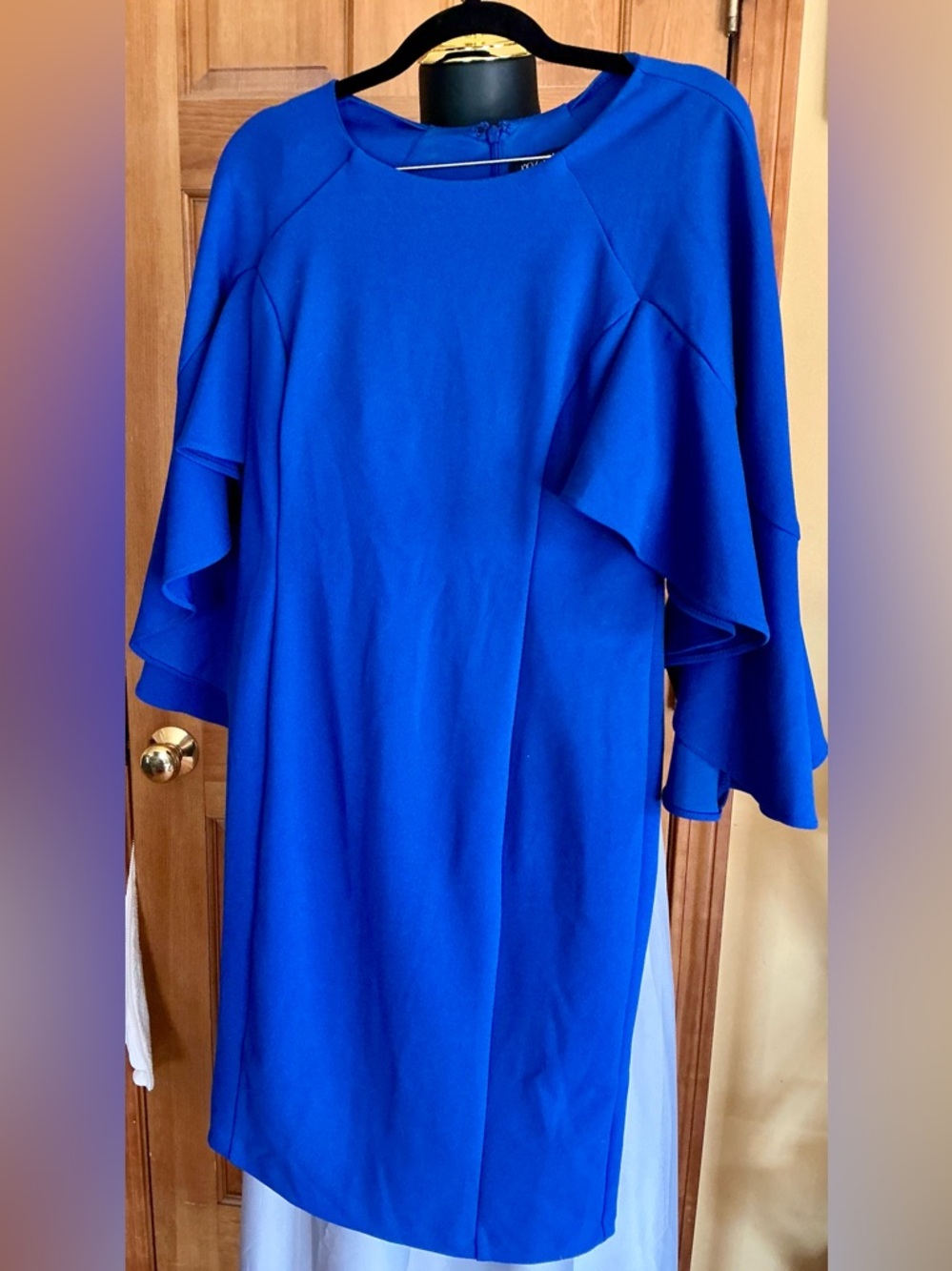 Roz & Ali Cobalt Blue Ruffle Sleeve Long Sleeve Dress